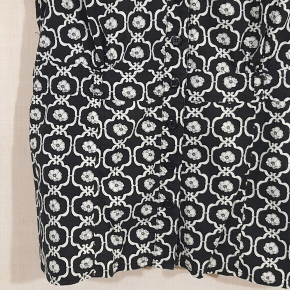 Requirements Empire Waist Babydoll Stretch Top Full Button Black and White SZ 8 - Picture 14 of 16